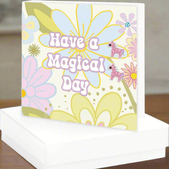 Sterling Silver Sparkly Pony Earrings - Gift Box - Magical Gift for Girls - Crumble and Core