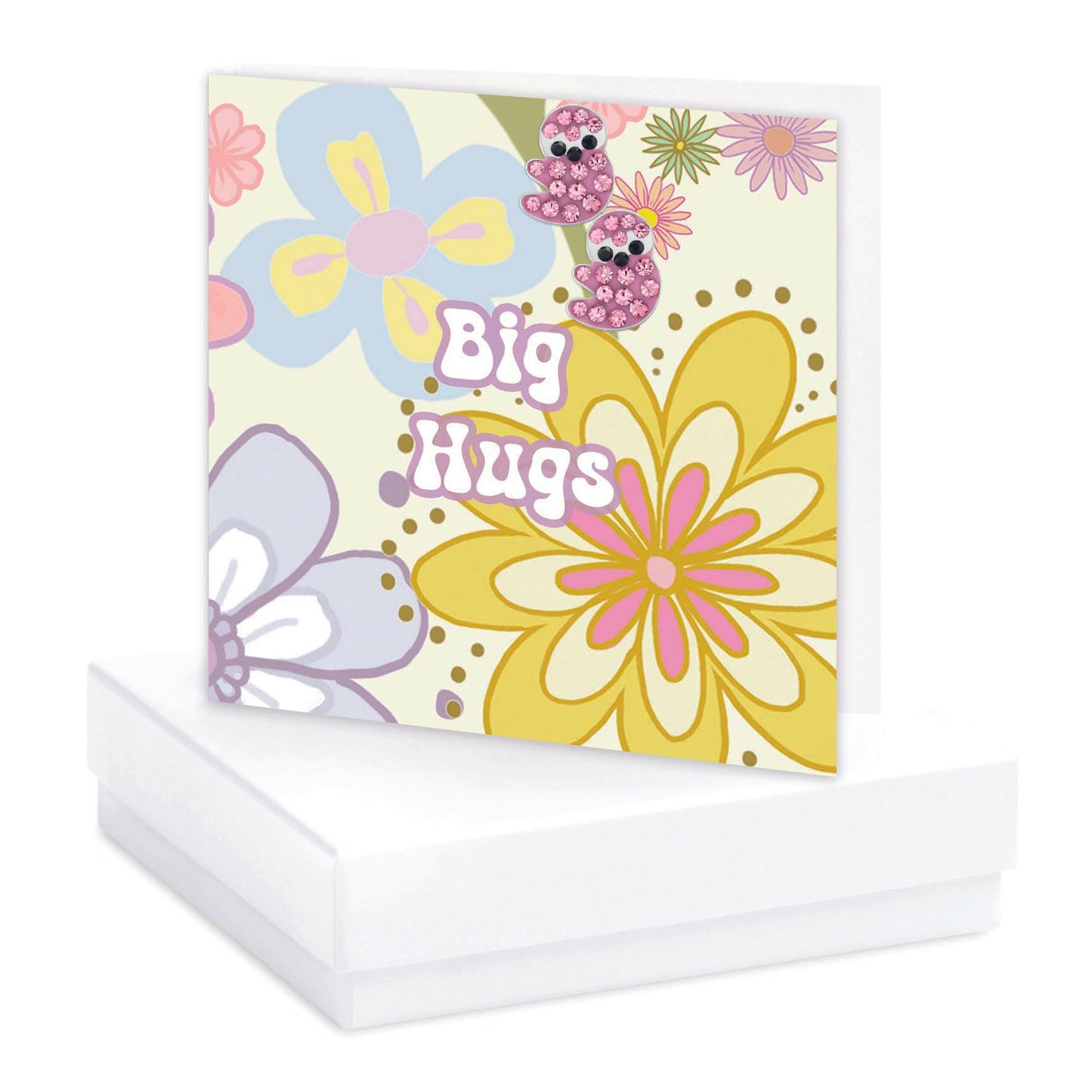 Sterling Silver Pink Sloth Stud Earrings Card and Gift Box - Crumble and Core