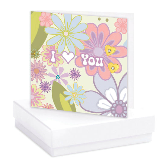 Gold Plated Heart & CZ Stud Earrings on Crumble Babe I Love You-Boxed Gift - Crumble and Core