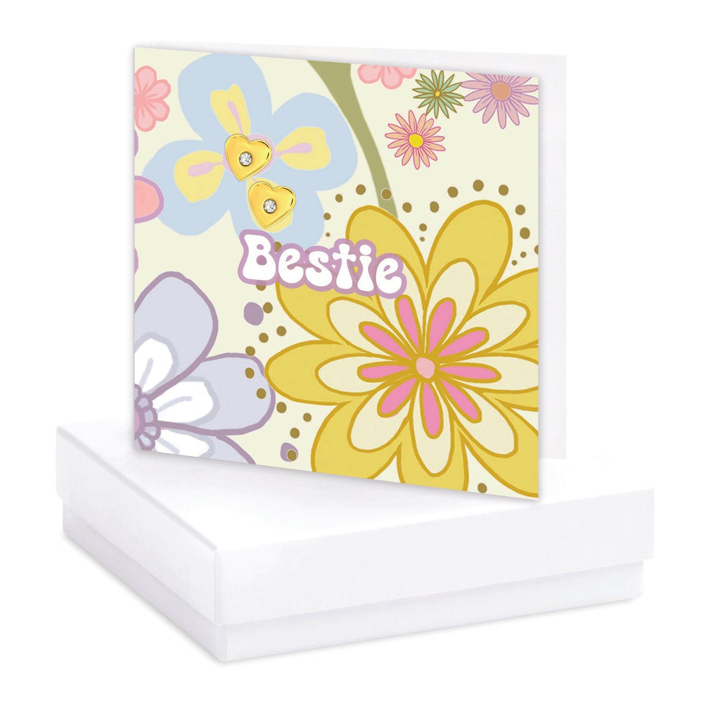 Gold Plated Heart & CZ Stud Earrings on Crumble Babe Bestie-Boxed Gift - Crumble and Core