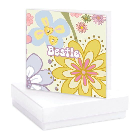 Gold Plated Heart & CZ Stud Earrings on Crumble Babe Bestie-Boxed Gift - Crumble and Core