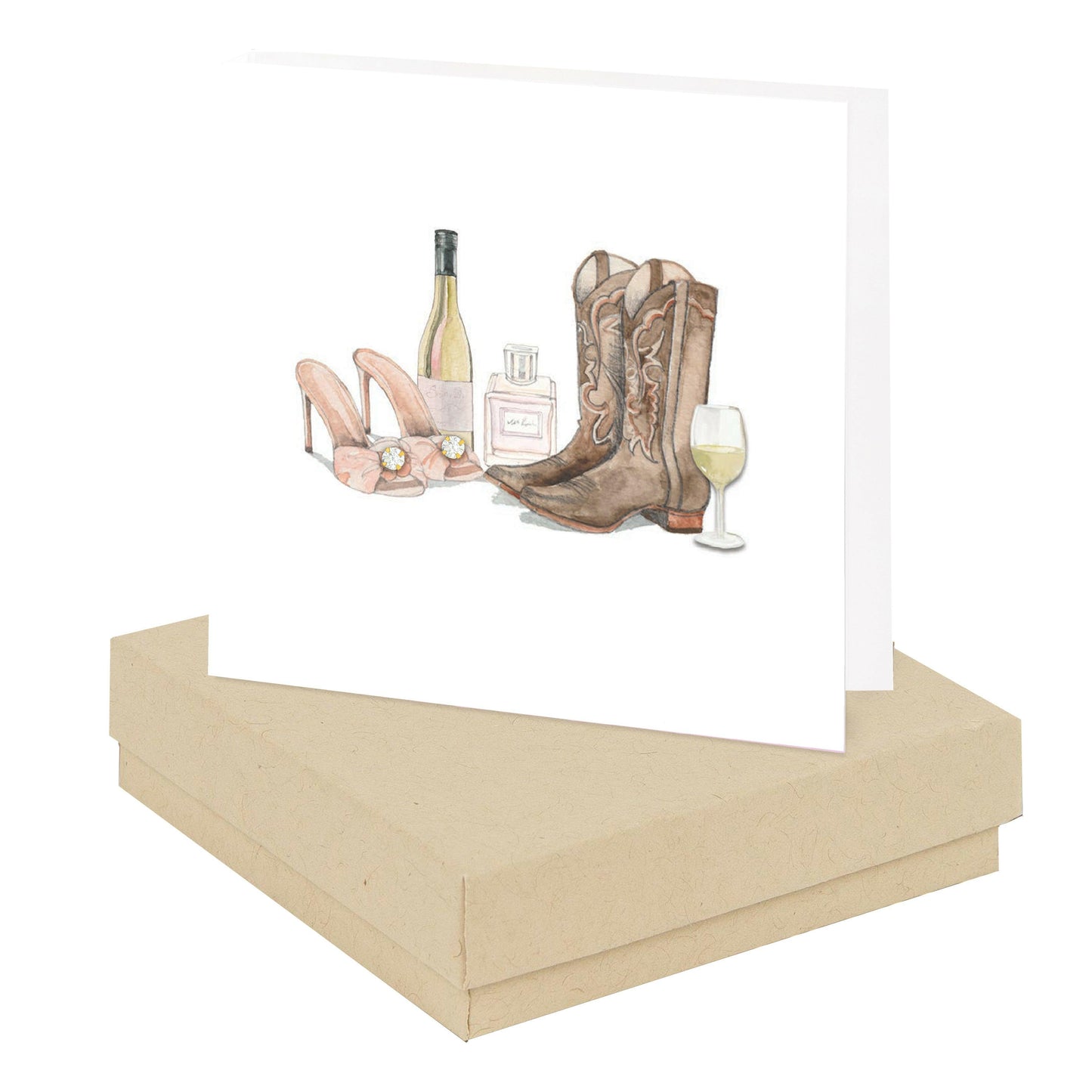 24K Gold Plated Sterling Silver CZ stud Earrings on Boots,Wine & Bling-Boxed Gift - Crumble and Core