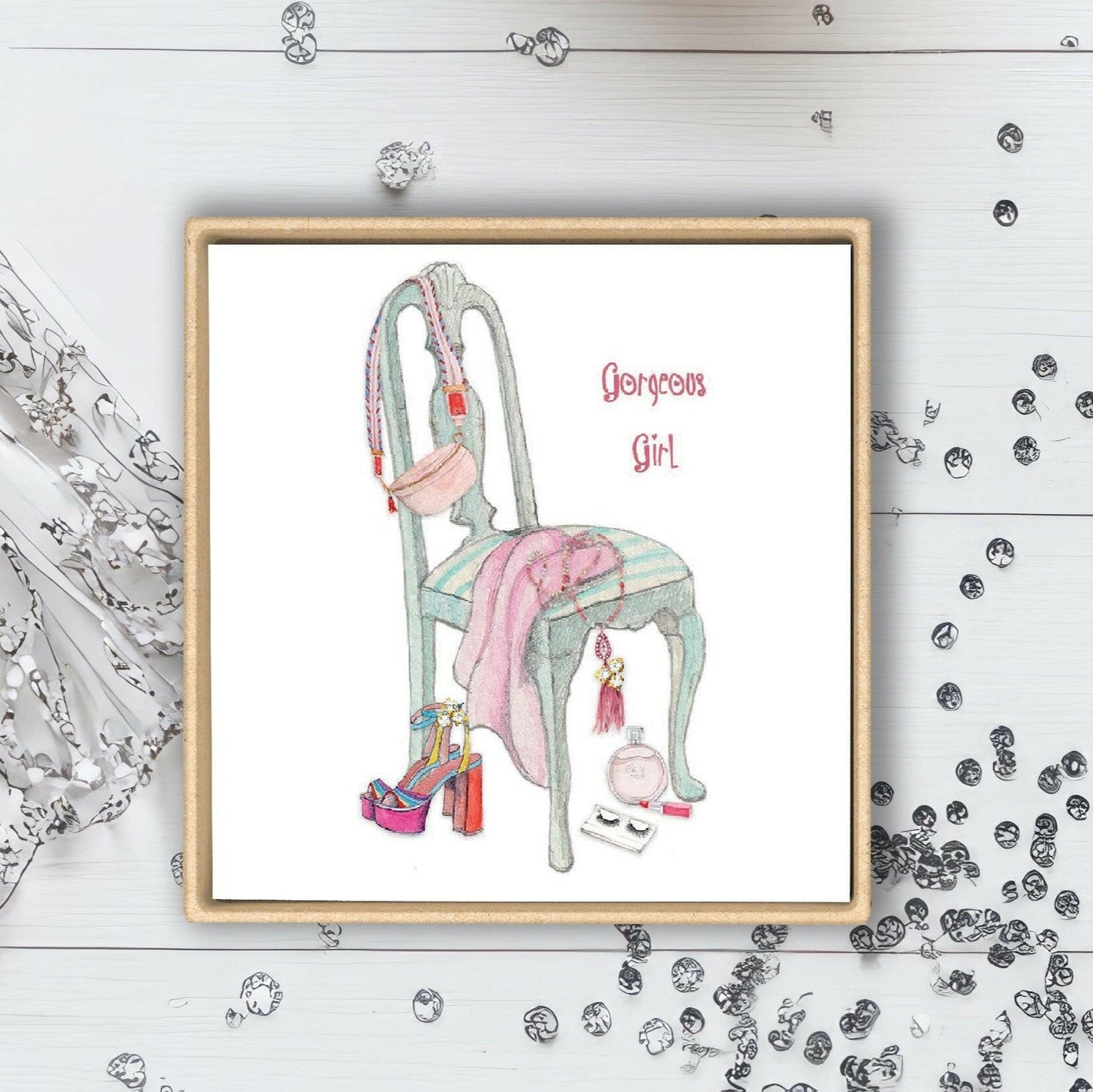 24K Gold Plated Sterling Silver Triple CZ stud Earrings on Chair & Shoes-Boxed Gift - Crumble and Core