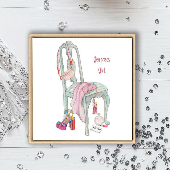 24K Gold Plated Sterling Silver Triple CZ stud Earrings on Chair & Shoes-Boxed Gift - Crumble and Core