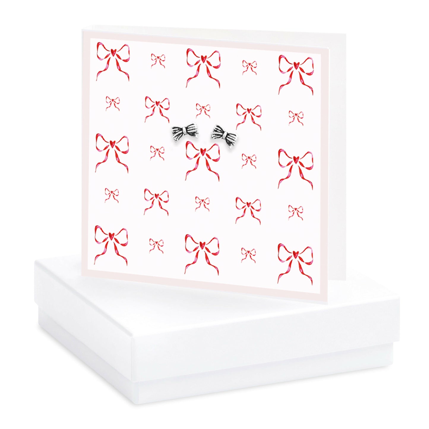 Sterling Silver Christmas Bows Earring Card and Gift Box - Crumble and Core
