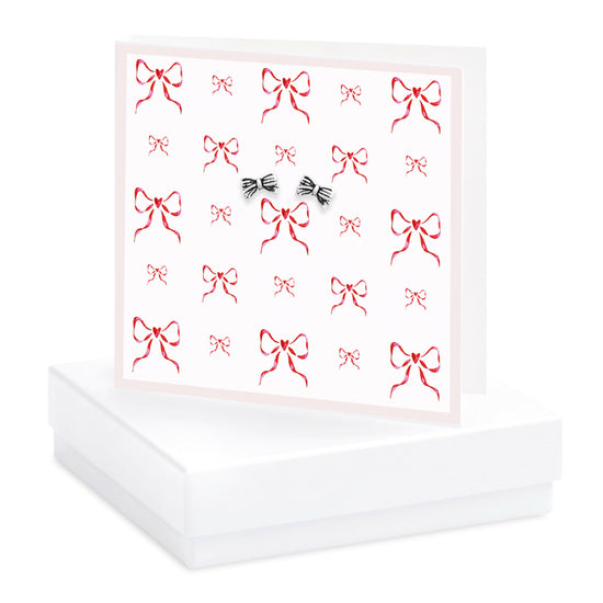 Sterling Silver Christmas Bows Earring Card and Gift Box - Crumble and Core