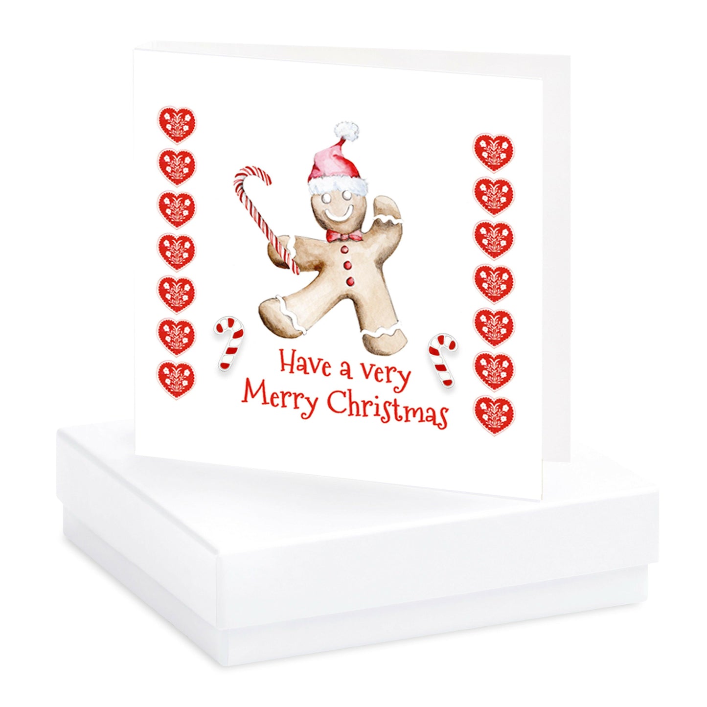 Sterling Silver Christmas Candy Cane Earrings Card and Gift Box - Crumble and Core