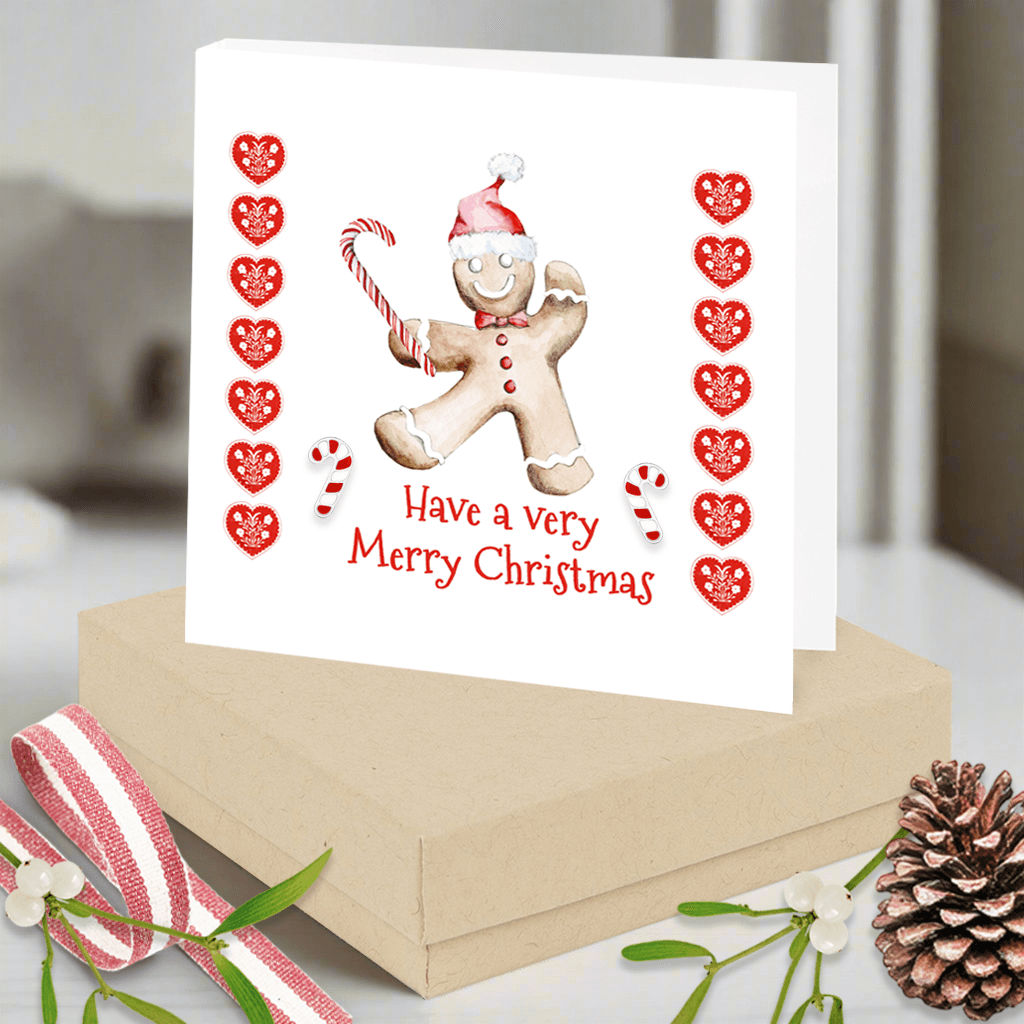 Sterling Silver Christmas Candy Cane Earrings Card and Gift Box - Crumble and Core