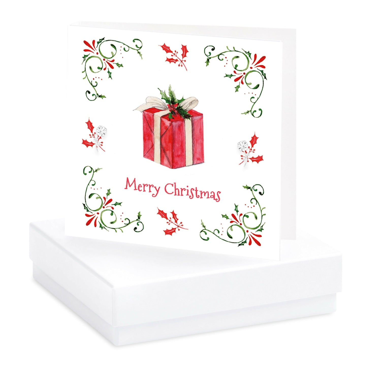 Sterling Silver Christmas Present Earrings Card and Gift Box - Crumble and Core