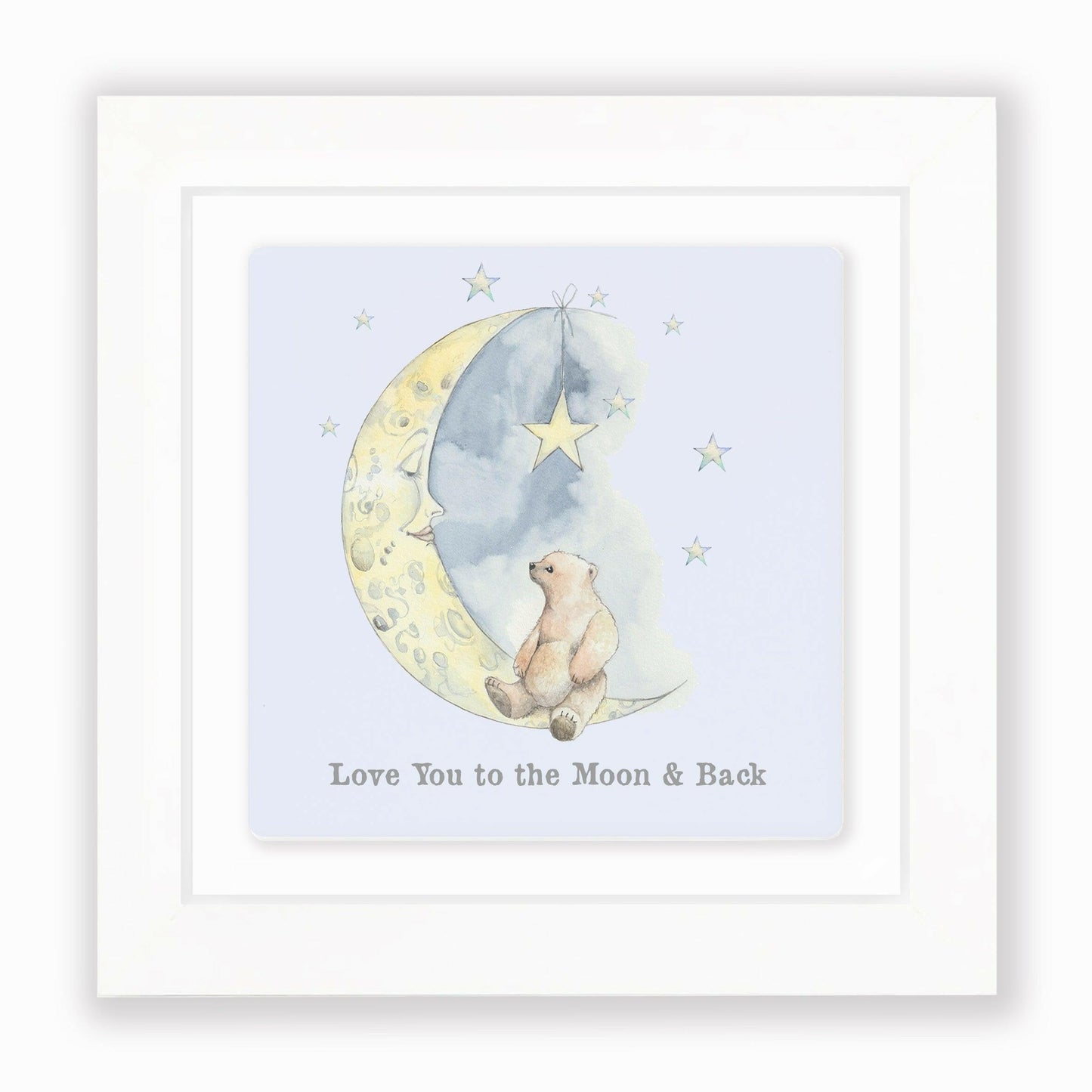 Hand Finished Ceramic Framed Tile Print - Bear & Moon Design - Home Decor - Gifts for Her - Nursery Decor - Newborn Gifts - Crumble and Core