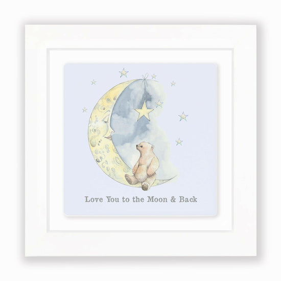 Hand Finished Ceramic Framed Tile Print - Bear & Moon Design - Home Decor - Gifts for Her - Nursery Decor - Newborn Gifts - Crumble and Core