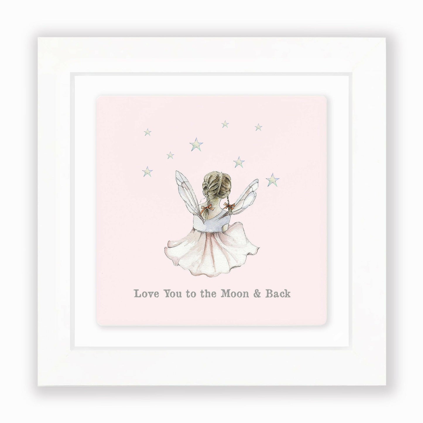 Hand Finished Ceramic Framed Tile Print - Fairy Love You To The Moon Design - Home Decor - Gifts for Her - Nursery Decor - Newborn Gifts - Crumble and Core