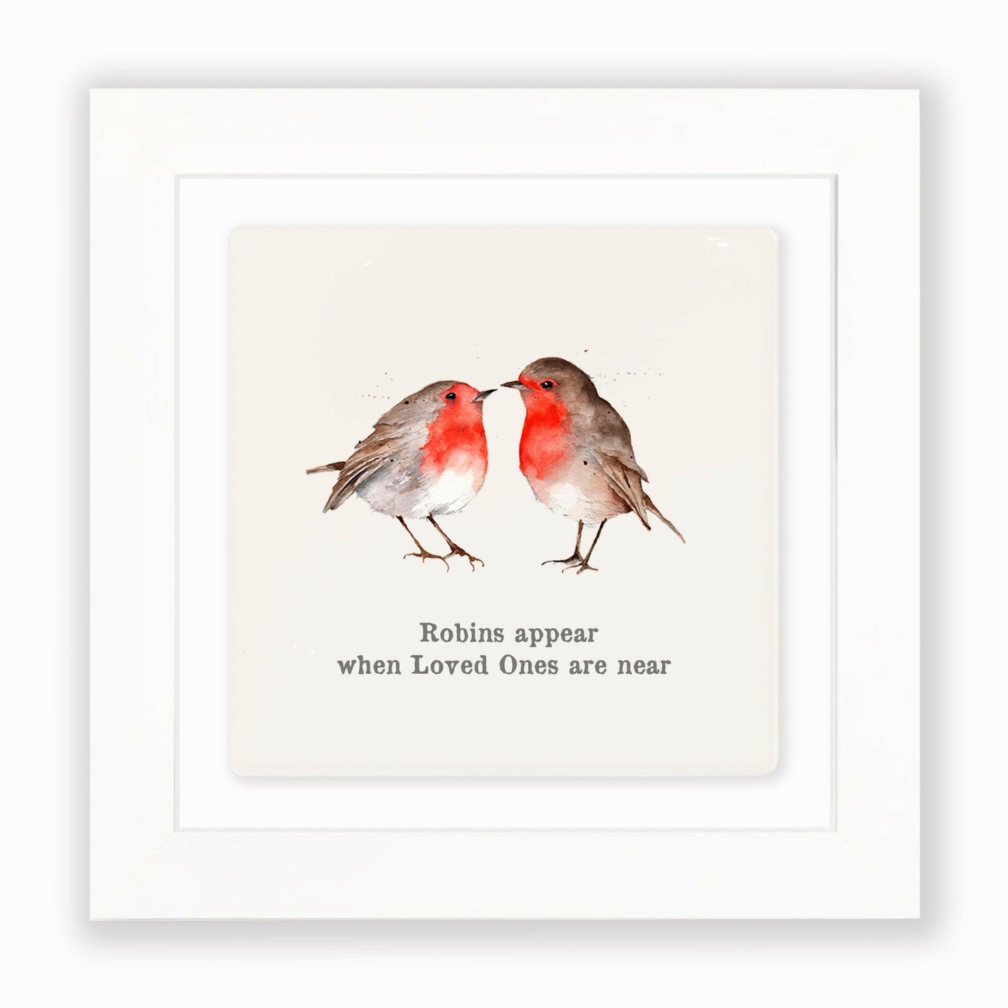 Hand Finished Ceramic Framed Tile Print - Robins Appear Design - Home Decor - Gifts for Her - Crumble and Core