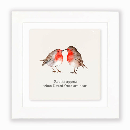Hand Finished Ceramic Framed Tile Print - Robins Appear Design - Home Decor - Gifts for Her - Crumble and Core
