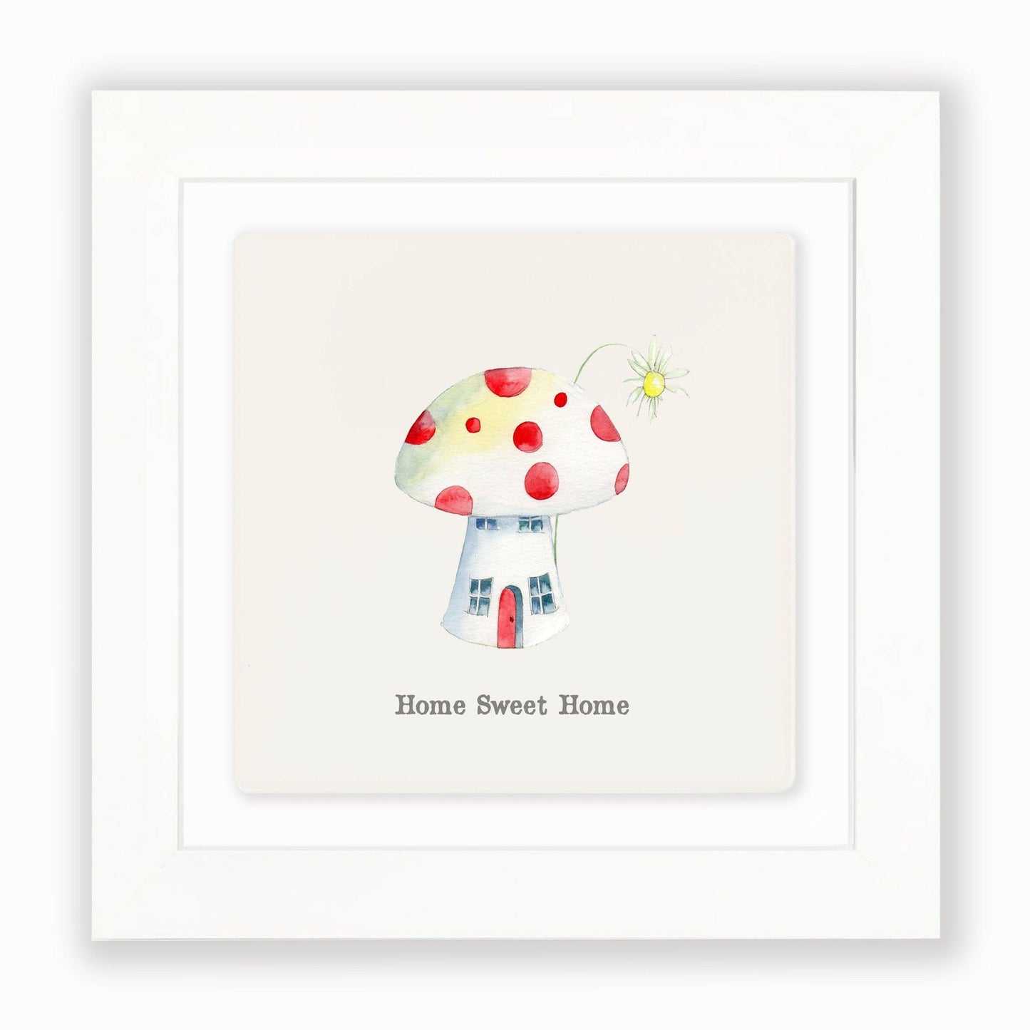 Hand Finished Ceramic Framed Tile Print - Toadstool Home Sweet Home Design - Home Decor - Gifts for Her - Crumble and Core