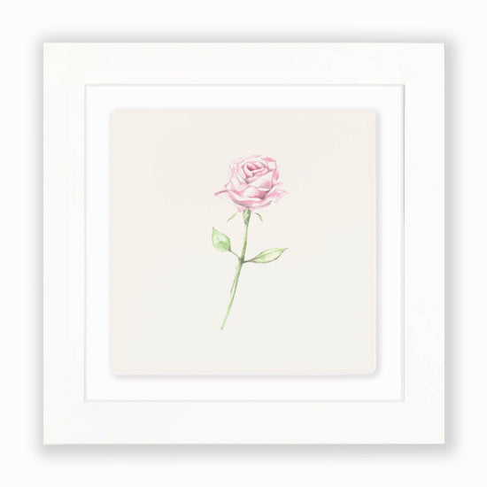 Hand Finished Ceramic Framed Tile Print - Rose Design - Home Decor - Gifts for Her - Crumble and Core