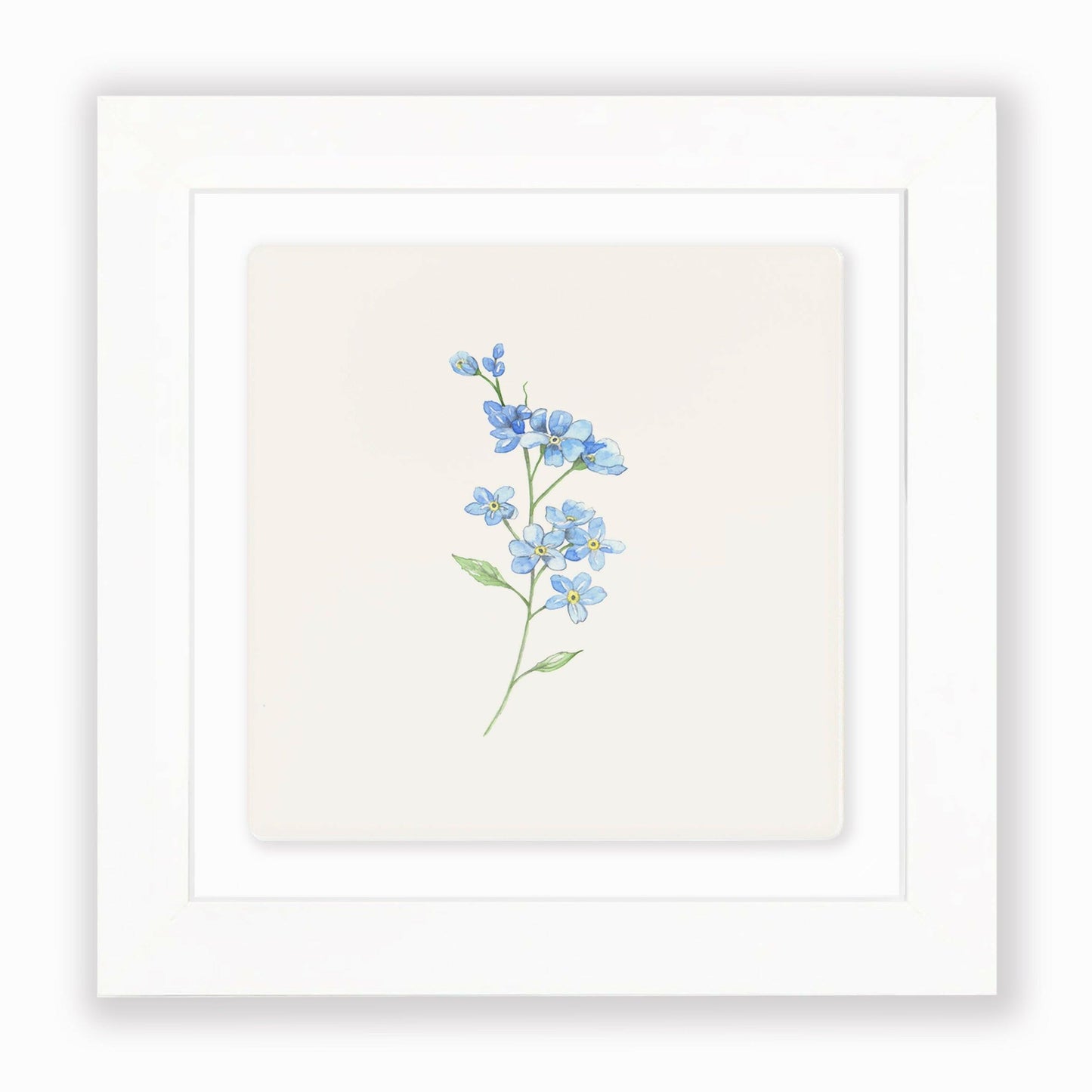 Hand Finished Ceramic Framed Tile Print - Forget Me Not Design - Home Decor - Gifts for Her - Crumble and Core