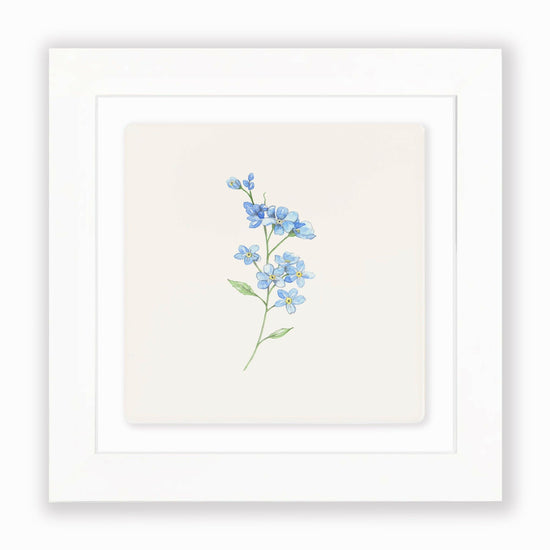 Hand Finished Ceramic Framed Tile Print - Forget Me Not Design - Home Decor - Gifts for Her - Crumble and Core