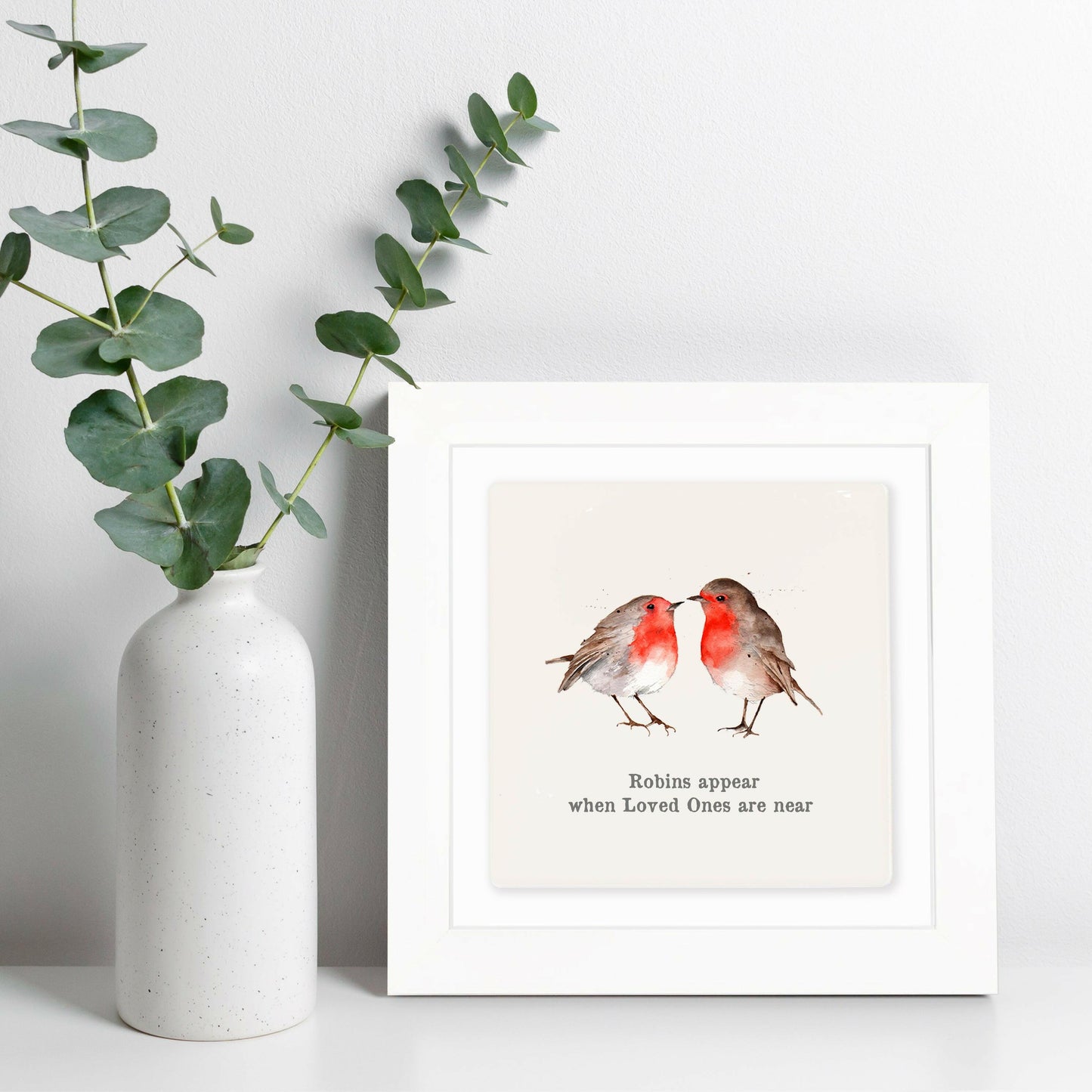 Hand Finished Ceramic Framed Tile Print - Robins Appear Design - Home Decor - Gifts for Her - Crumble and Core