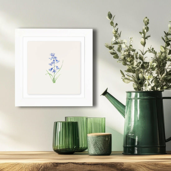 Hand Finished Ceramic Framed Tile Print - Bluebell Design - Home Decor - Gifts for Her - Crumble and Core