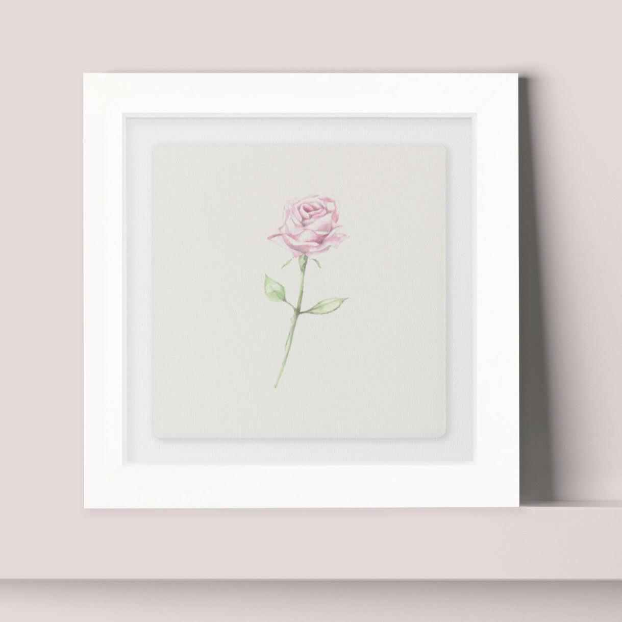 Hand Finished Ceramic Framed Tile Print - Rose Design - Home Decor - Gifts for Her - Crumble and Core