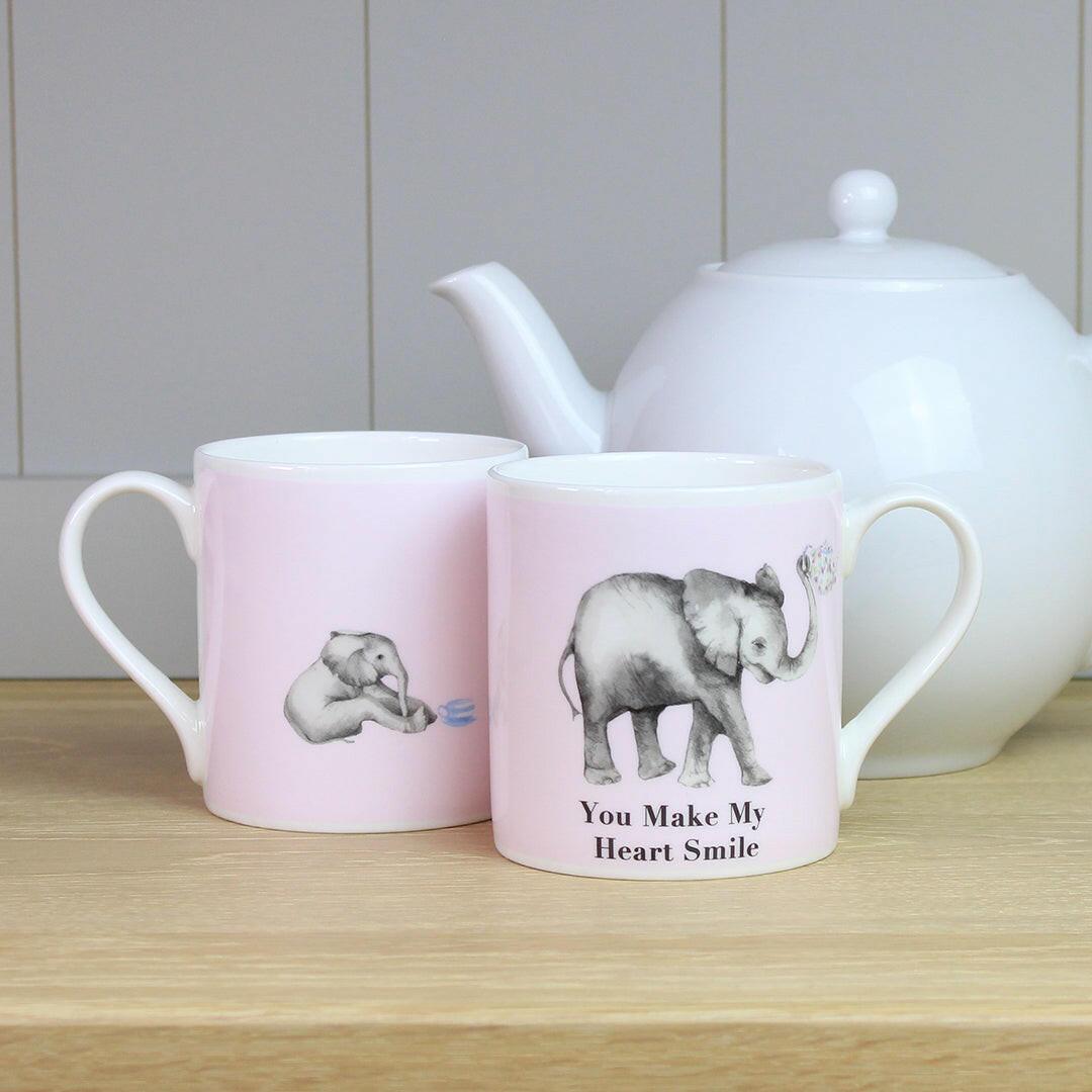 Hand-Illustrated Elephant Ceramic Mug – Designed for Everyday Joy - Crumble and Core