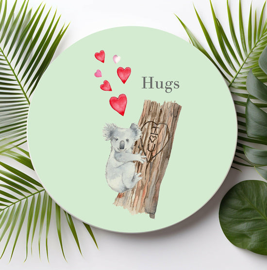 Koala Hugs Ceramic Coaster - Cute Animal Drink Coaster - Crumble and Core