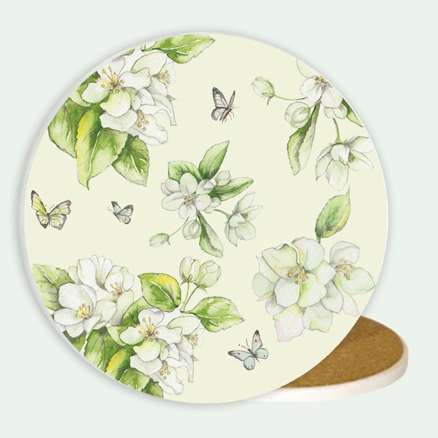 Ceramic Coaster - Elegant Floral Design for Home Decor - Gift for Her - Crumble and Core