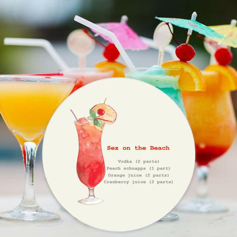 Ceramic Coaster - Cocktail Recipes - Gift for Cocktail Lovers - Crumble and Core