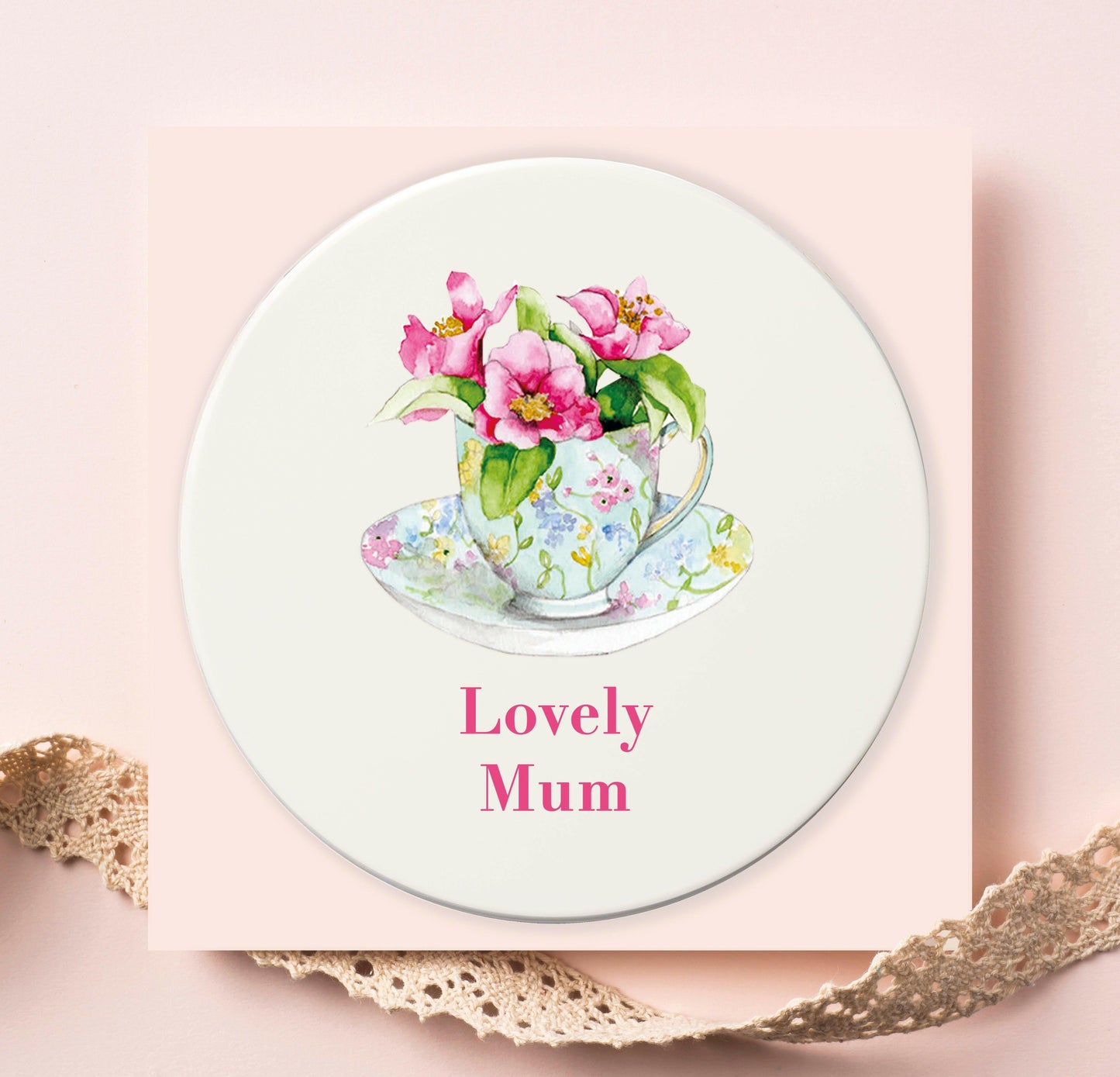 Ceramic Coaster - Floral Gift -Perfect Gift for Mums - Crumble and Core