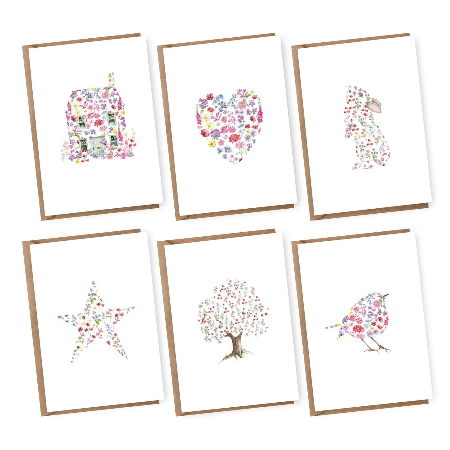 Boxed 'Floral Cut Out' pack of assorted A6 cards - Crumble and Core