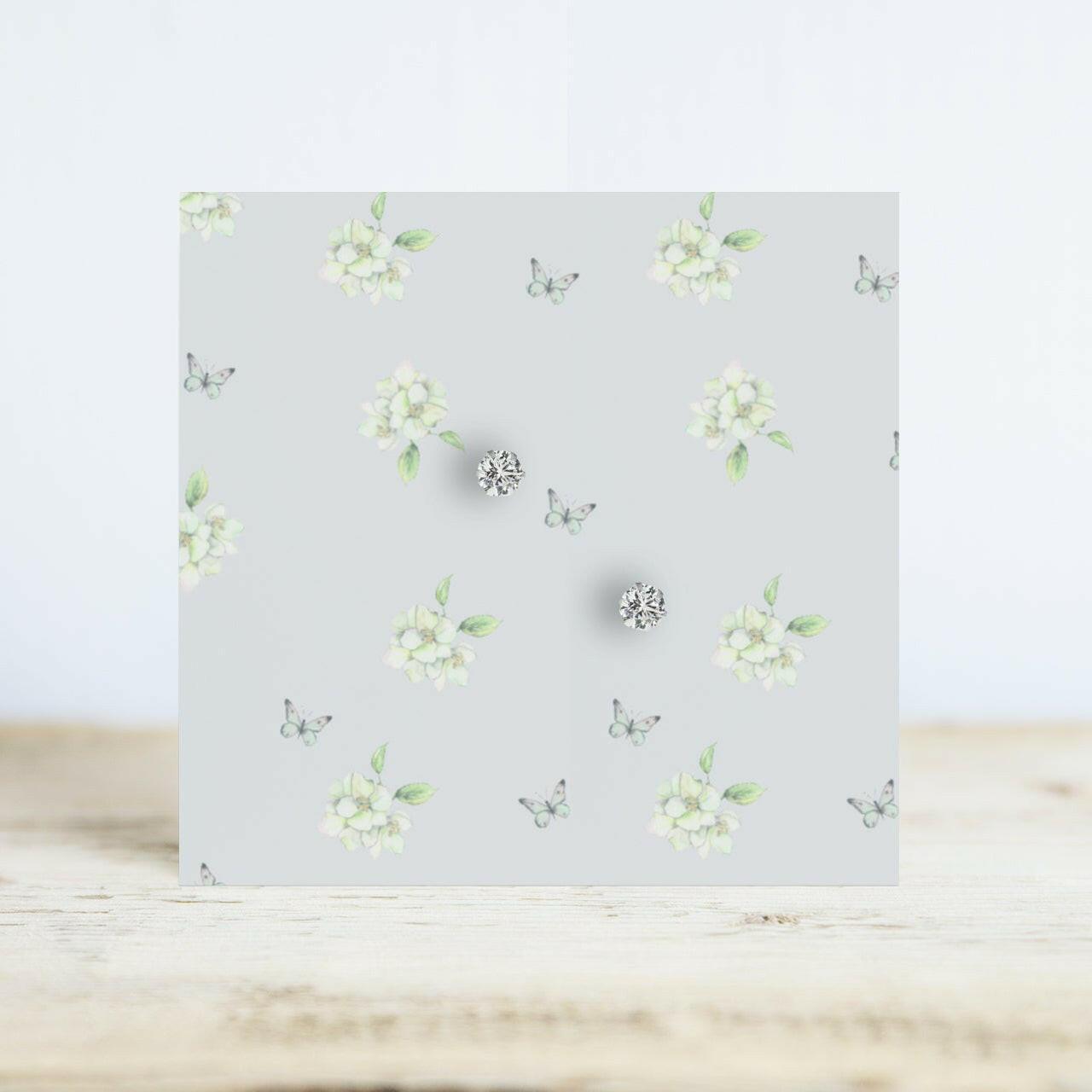 Crystal Silver Stud Earrings – Hypoallergenic 925 Sterling Silver Sparkle - Crumble and Core