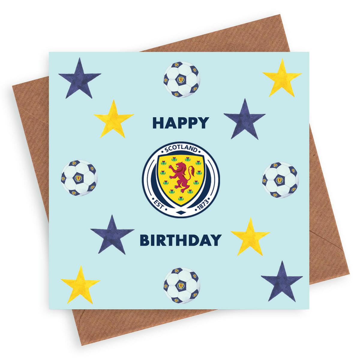 Scotland Football Happy Birthday Stars & Balls Greeting Card - Crumble and Core