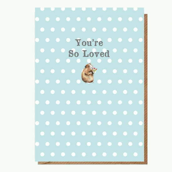 Guinea Pig Youre So Loved - A6 Greeting Card with Magnet Cute Animal Gift - Crumble and Core