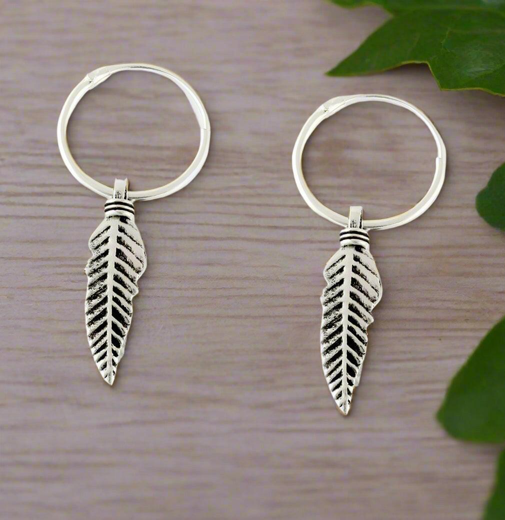 Sterling Silver Feather Stud Earrings on Dreamcatcher Birthday Card - Thoughtful Gift Idea - Crumble and Core