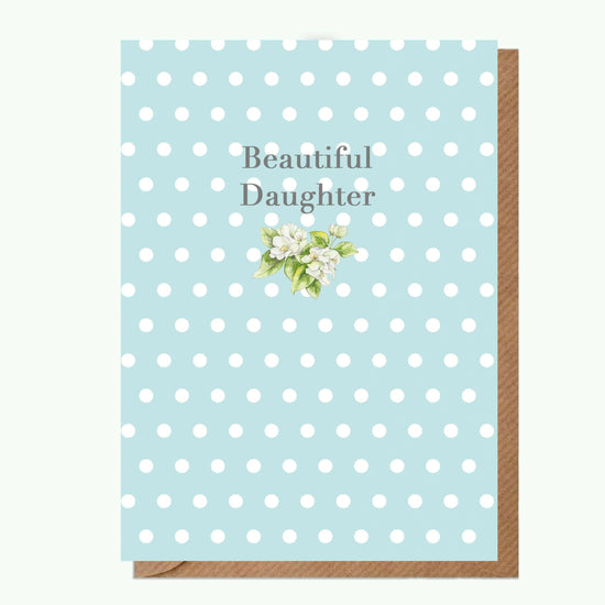 Ceramic Keepsake Hanging Decoration - A6 Greeting Card with Ceramic Keepsake - Blossom Cream Daughter - Crumble and Core