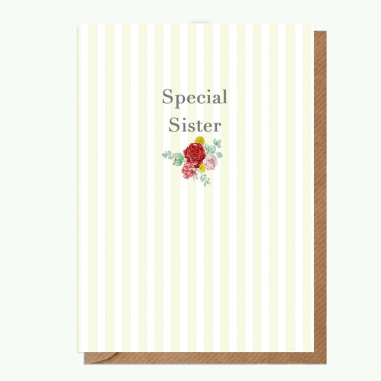 Ceramic Keepsake Hanging Decoration - A6 Greeting Card with Ceramic Keepsake - Rose Green Sister - Crumble and Core