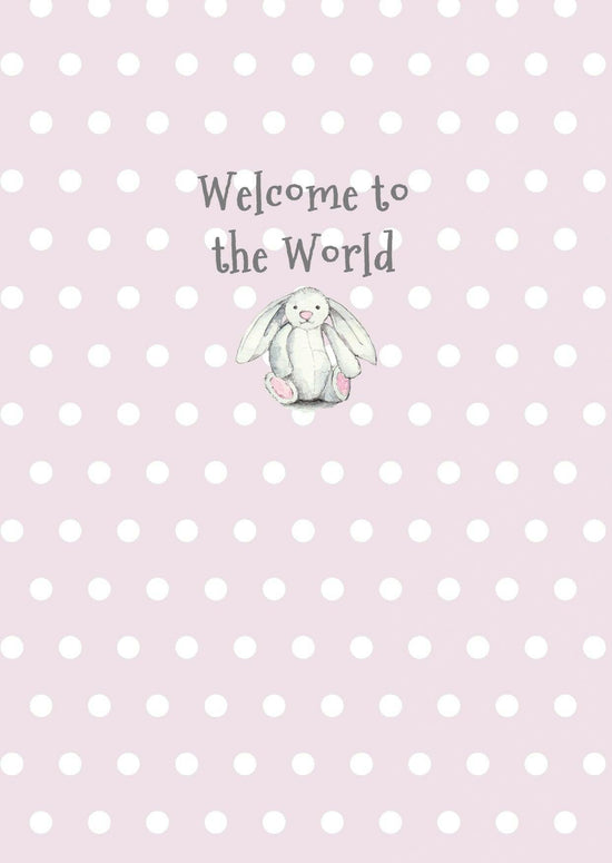 Ceramic Keepsake Hanging Decoration - A6 Greeting Card with Ceramic Keepsake - Baby Girl Bunny - Crumble and Core