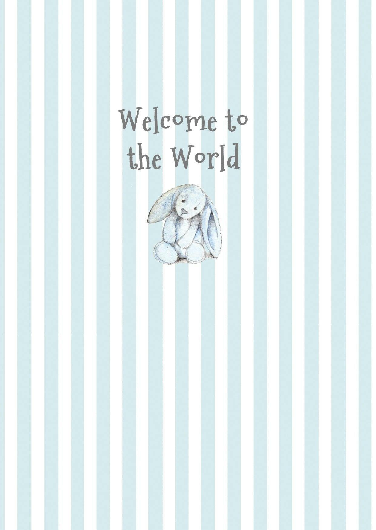 Ceramic Keepsake Hanging Decoration - A6 Greeting Card with Ceramic Keepsake - Baby Boy Bunny - Crumble and Core
