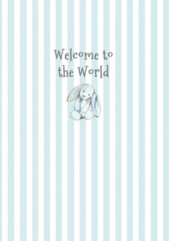Ceramic Keepsake Hanging Decoration - A6 Greeting Card with Ceramic Keepsake - Baby Boy Bunny - Crumble and Core