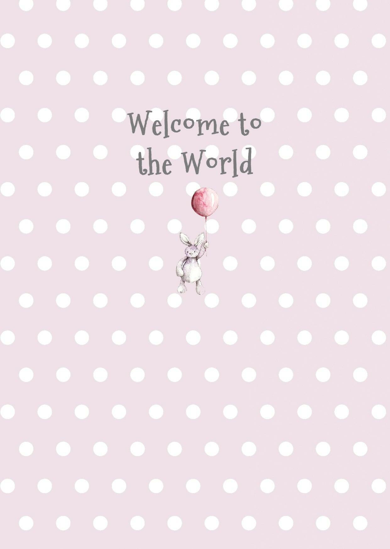 Ceramic Keepsake Hanging Decoration - A6 Greeting Card with Ceramic Keepsake - Baby Girl Teddy and Balloon - Crumble and Core