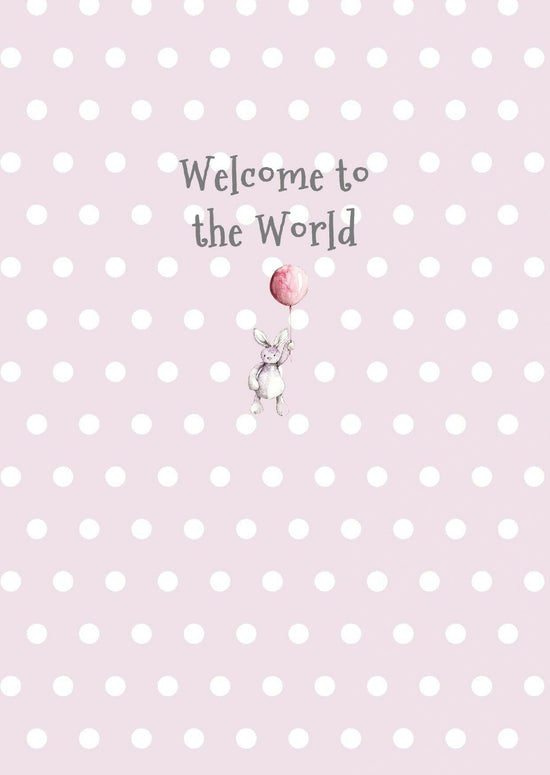 Ceramic Keepsake Hanging Decoration - A6 Greeting Card with Ceramic Keepsake - Baby Girl Teddy and Balloon - Crumble and Core