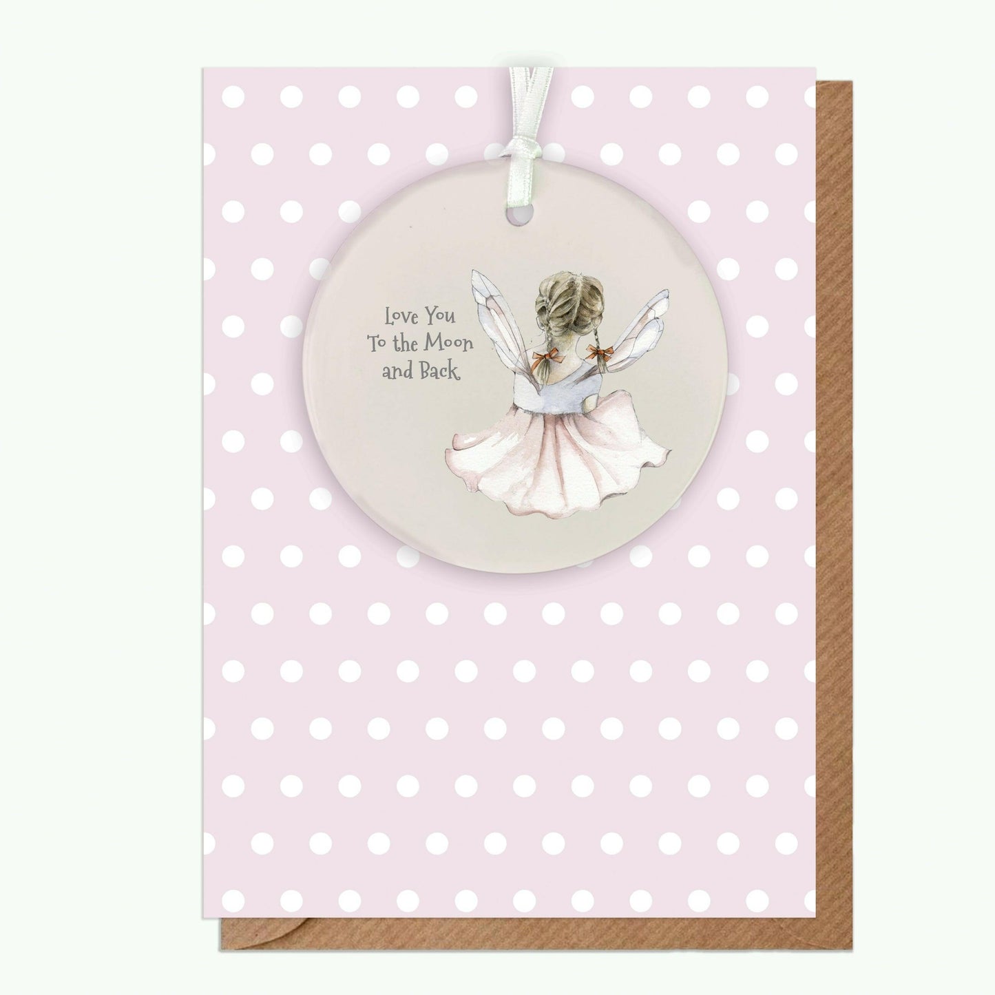 Ceramic Keepsake Hanging Decoration - A6 Greeting Card with Ceramic Keepsake - Fairy - Crumble and Core
