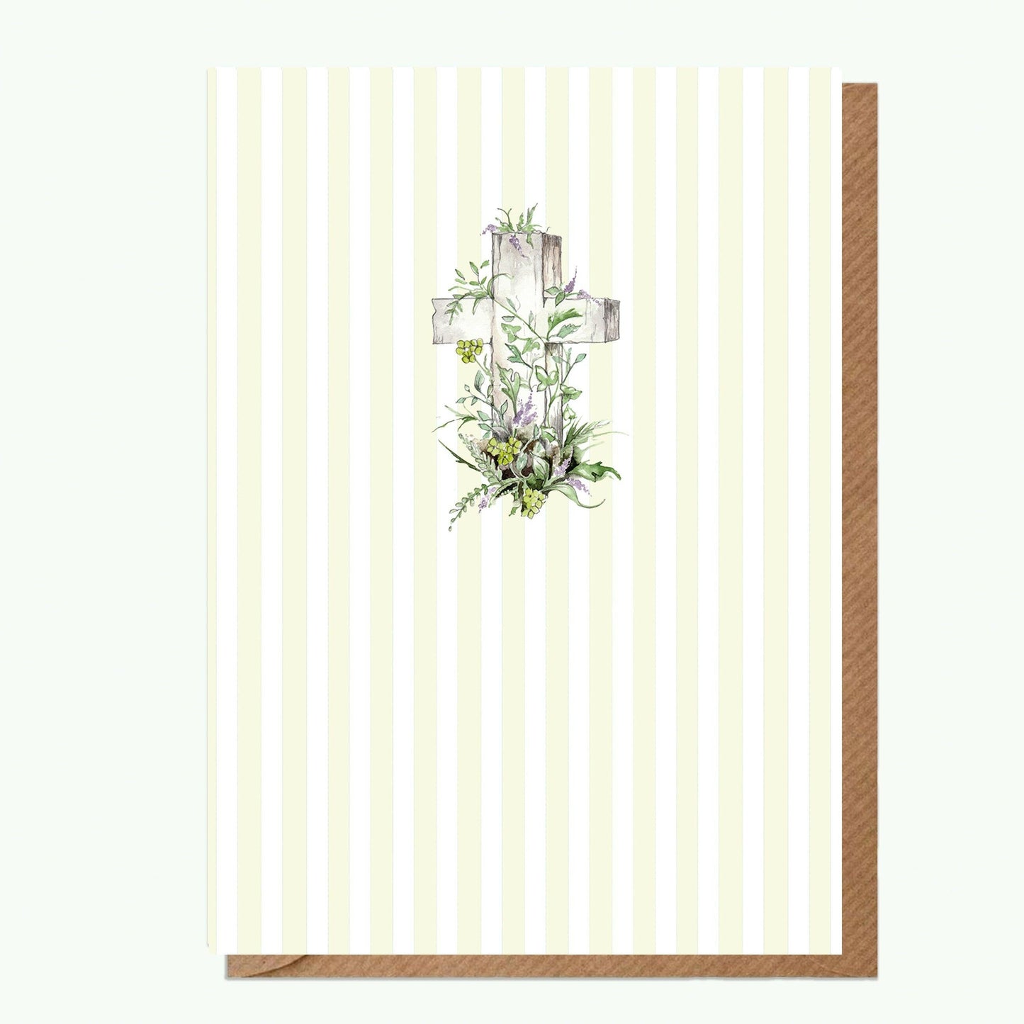 Ceramic Keepsake Hanging Decoration - A6 Greeting Card with Ceramic Keepsake - Cross - Crumble and Core