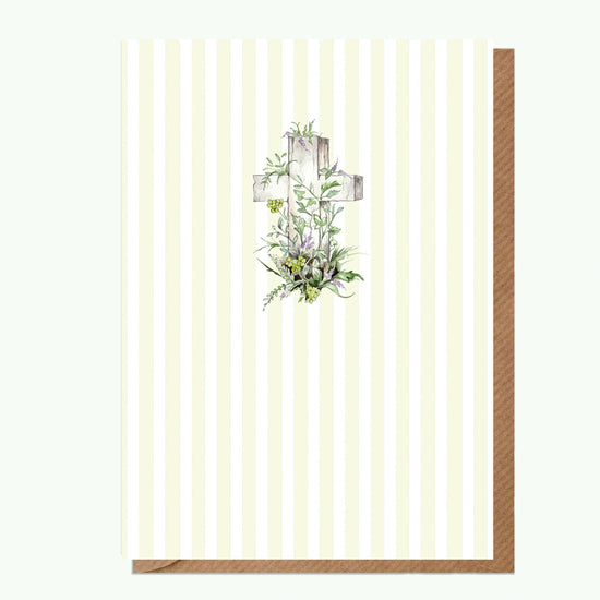 Ceramic Keepsake Hanging Decoration - A6 Greeting Card with Ceramic Keepsake - Cross - Crumble and Core