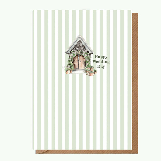 Ceramic Keepsake Hanging Decoration - A6 Greeting Card with Ceramic Keepsake - Wedding Church - Crumble and Core