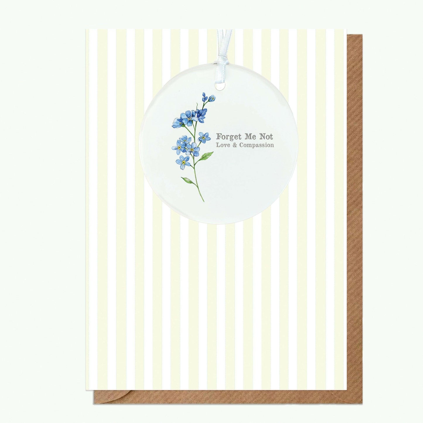 Ceramic Keepsake Hanging Decoration - A6 Greeting Card with Ceramic Keepsake - Flowers Forget Me Not - Crumble and Core