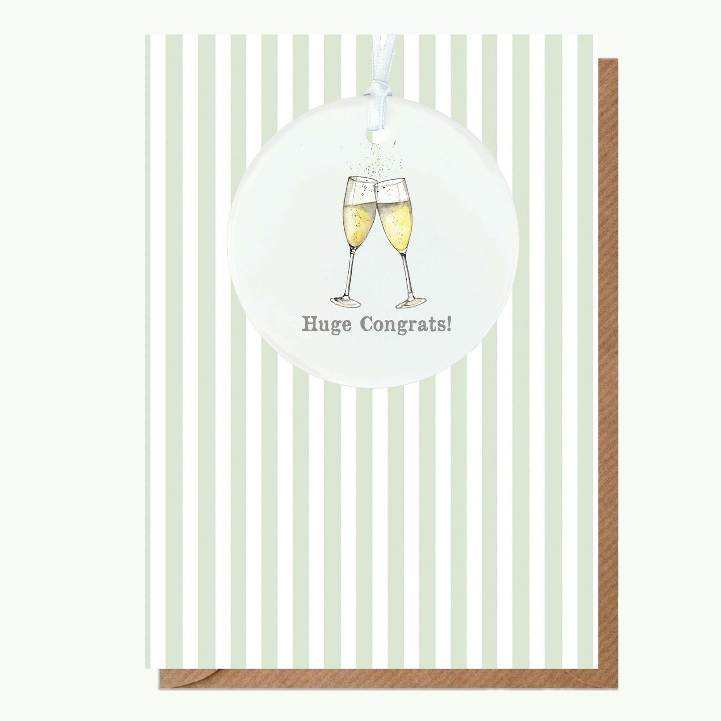 Hanging Decoration - Congratulations Card with Ceramic Keepsake - Bubbles Congrats - Crumble and Core