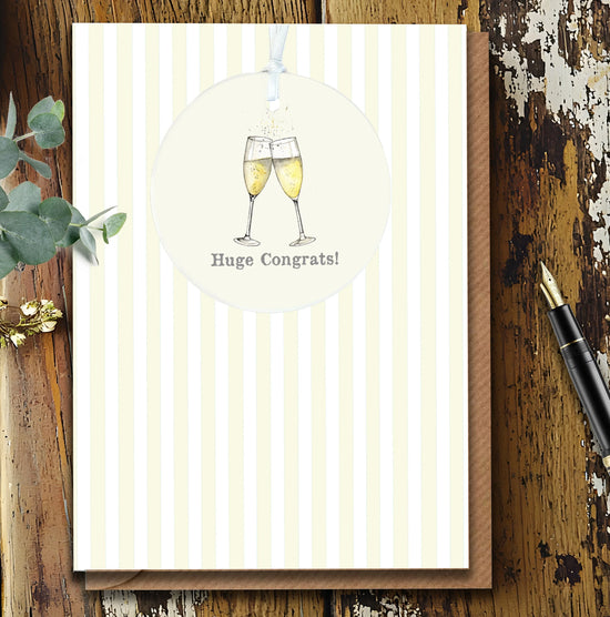 Hanging Decoration - Congratulations Card with Ceramic Keepsake - Bubbles Congrats - Crumble and Core