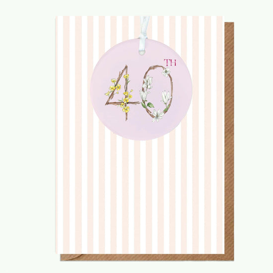 40th Birthday Card with Ceramic Keepsake - Greeting Card for a Memorable Celebration - Crumble and Core